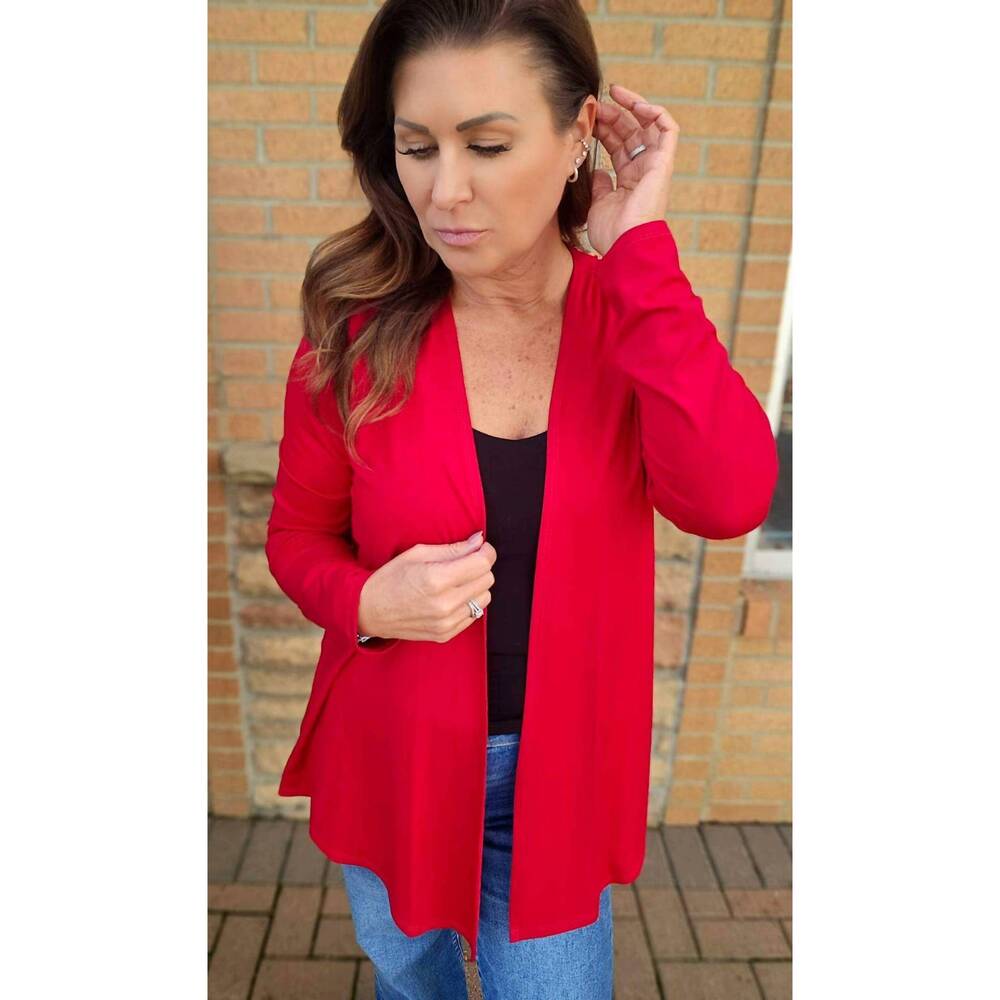 NEW PURE ESSENCE autumn veil lightweight cardigan in ruby